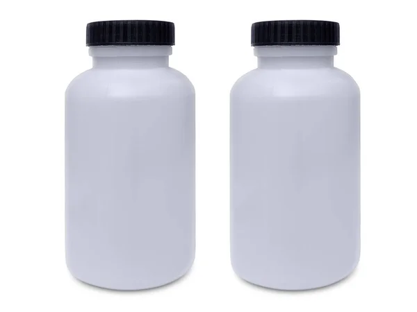 白色塑料瓶 白色背景隔离 — 图库照片