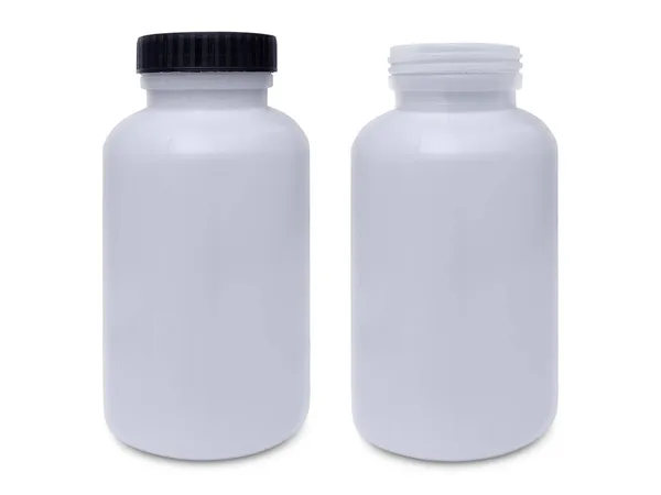 Biała Plastikowa Butelka Białym Tle — Zdjęcie stockowe