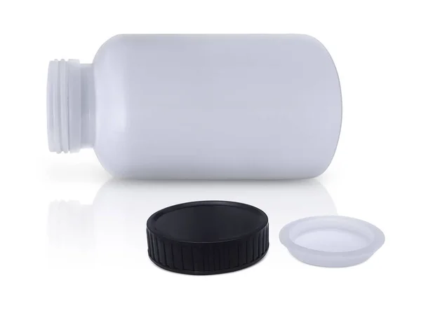 Biała Plastikowa Butelka Białym Tle — Zdjęcie stockowe