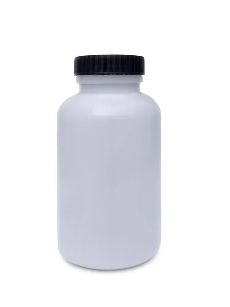 白色塑料瓶 白色背景隔离 — 图库照片