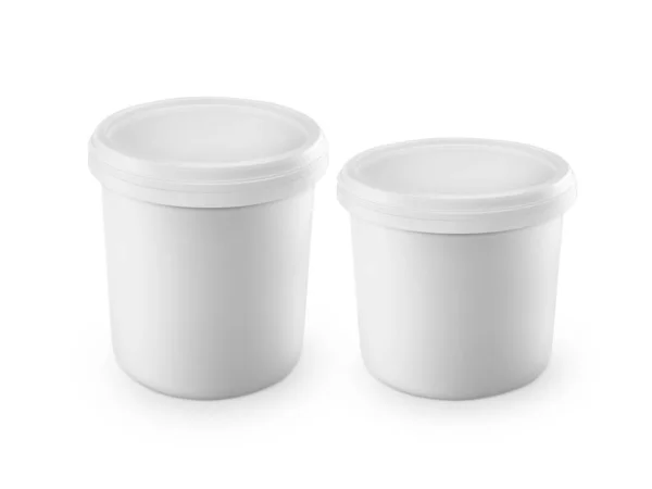 White Plastic Bucket Isolated White Background — Stock Photo, Image