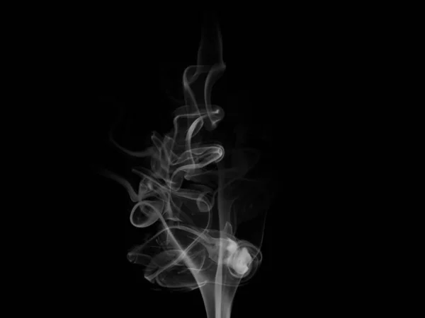 Движение Белого Дыма Изолировано Черном Фоне — стоковое фото