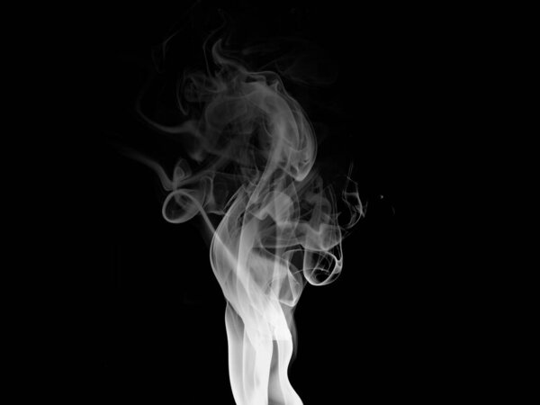 Movement of white smoke isolated on black background