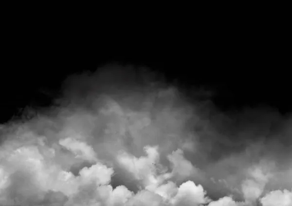 Fumaça Branca Nevoeiro Isolado Fundo Preto — Fotografia de Stock