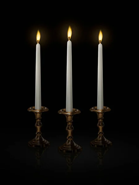 Candle Light Candlestick Black Background — Stock Photo, Image