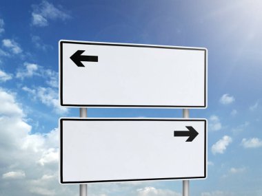 bir arka plan mavi gökyüzünde bulutlar ile boş yol işareti
