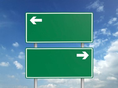 bir arka plan mavi gökyüzünde bulutlar ile boş yol işareti