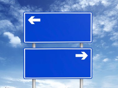 bir arka plan mavi gökyüzünde bulutlar ile boş yol işareti