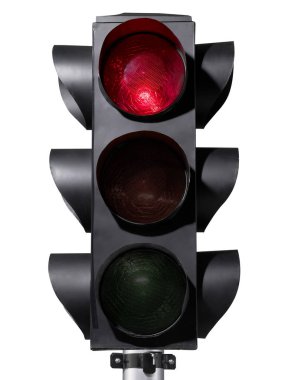 Beyaz arkaplanda trafik ışığı izole edildi