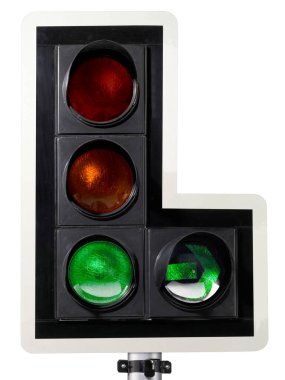 Beyaz arkaplanda trafik ışığı izole edildi