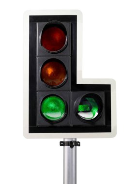 Beyaz arkaplanda trafik ışığı izole edildi
