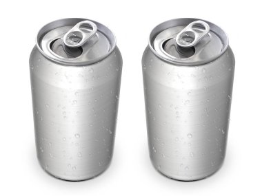 Tasarım için beyaz arkaplanda alüminyum kutular