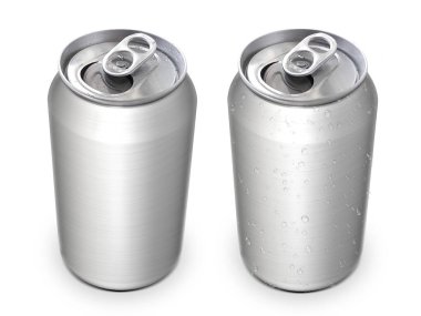 Tasarım için beyaz arkaplanda alüminyum kutular