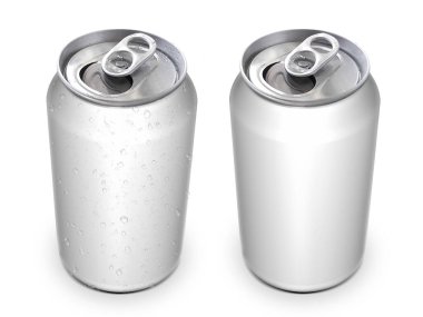 Tasarım için beyaz arkaplanda alüminyum kutular