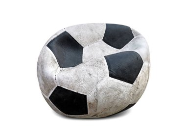 old deflated soccer ball isolated on white clipart