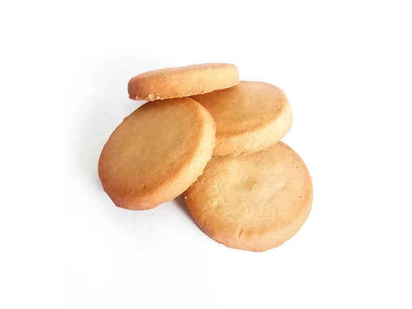 Galletas Mantequilla Aisladas Sobre Fondo Blanco — Foto de Stock