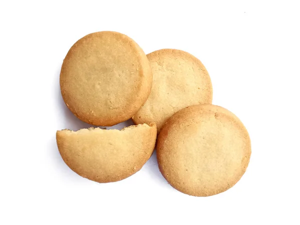 Galletas Mantequilla Aisladas Sobre Fondo Blanco — Foto de Stock