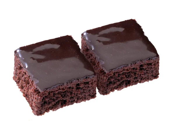 Stücke Frischen Brownie Auf Weißem Hintergrund Leckerer Schokoladenkuchen — Stockfoto