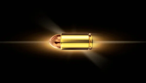 Moving Gun Bullet Shot Und Feuer Funkelt Auf Schwarzem Hintergrund — Stockfoto