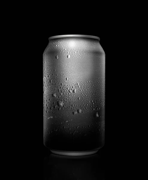 Koncepcja Pragnienia Zaspokojenia Pragnienia Metalowa Puszka Colą Lub Piwem Krople — Zdjęcie stockowe