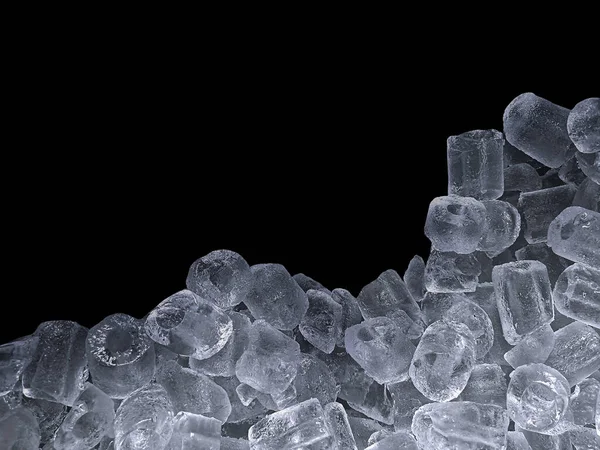 Шматочки Подрібнених Кубиків Льоду Чорному Тлі — стокове фото