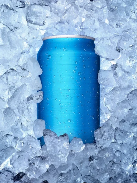 Plechovka Studeného Nápoje Ledová Kostka Šťavnaté Letní Osvěžující Nápoj — Stock fotografie