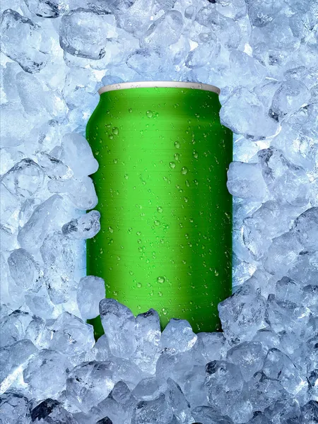 Plechovka Studeného Nápoje Ledová Kostka Šťavnaté Letní Osvěžující Nápoj — Stock fotografie