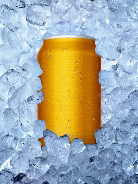 冷たい飲料の缶 ジューシーなアイスキューブ 夏のさわやかな飲み物 — ストック写真
