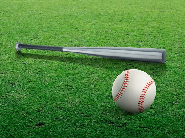 Бейсбольна Бита Ізольовані Прозорій Зеленій Траві — стокове фото