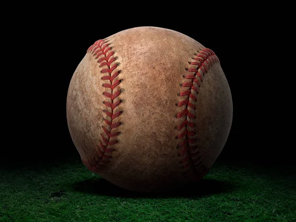 Bola Beisebol Fundo Preto — Fotografia de Stock