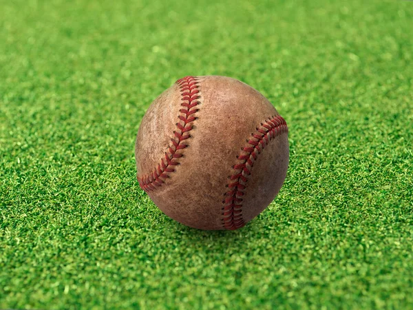 Baseball Jasné Zelené Trávě Trávníku Close — Stock fotografie