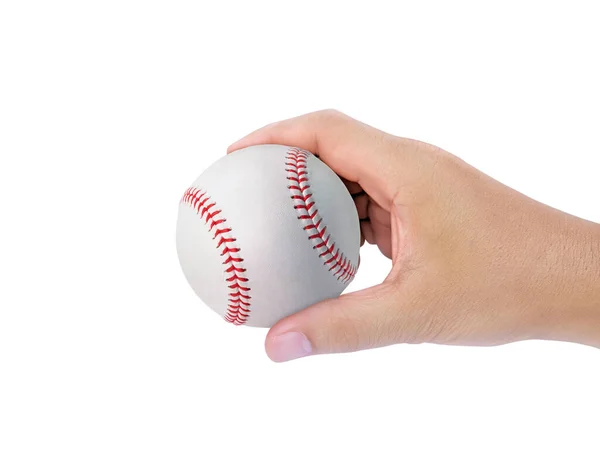Бейсбол Руке Белом Фоне — стоковое фото