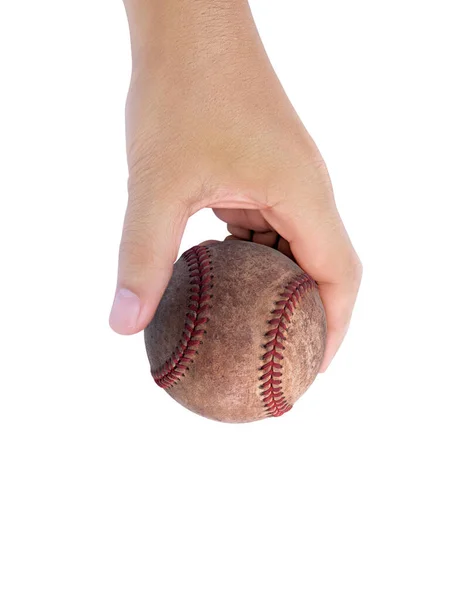 Baseball Ręku Białym Tle — Zdjęcie stockowe