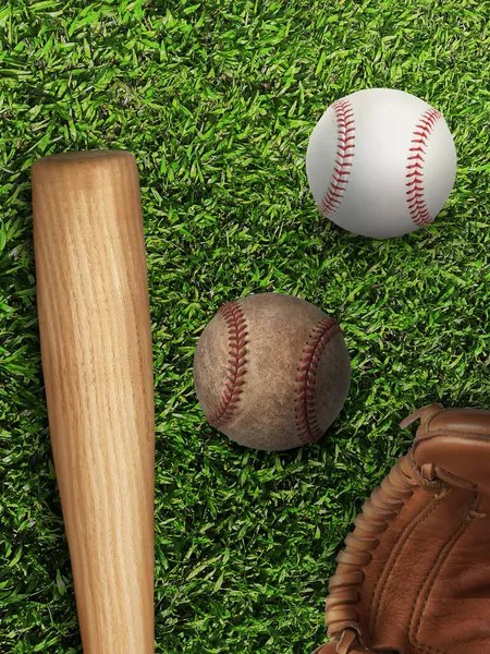 Бейсбол Перчатка Мяч Бита Поле — стоковое фото
