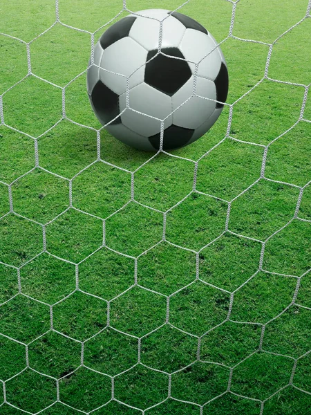 Närbild Fotboll Grönt Gräs — Stockfoto