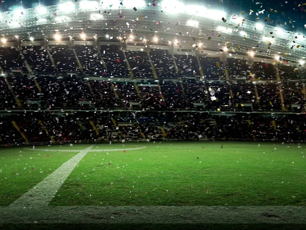 Stadion Fanami Noc Meczu Świętować Mistrzostwa — Zdjęcie stockowe