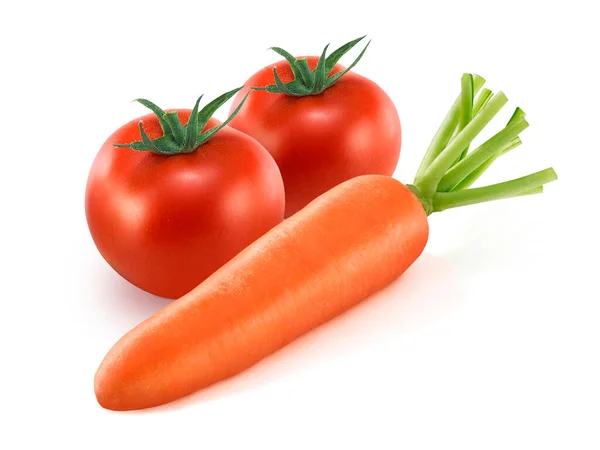 Carrot Tomato Isolated Withe Background — Stock Photo, Image