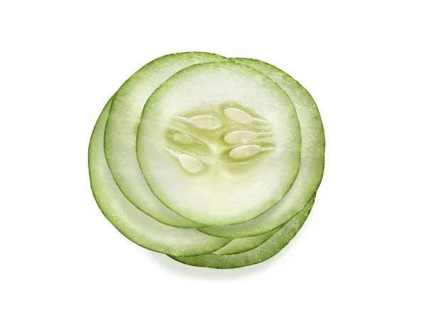 Geïsoleerde Witte Achtergrond Uitknippad Gesneden Komkommer — Stockfoto