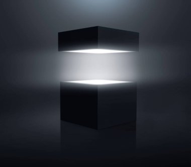 (3D görüntüleme, illüstrasyon) Gizemli Pandora 'nın kutusunu ışık ışınlarıyla aç