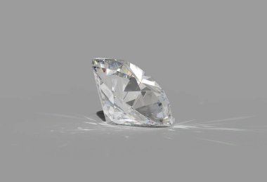 yuvarlak elmas kesim parlak beyaz arka plan, arka ışık, parlak, yakıcı ışınlar 3D render