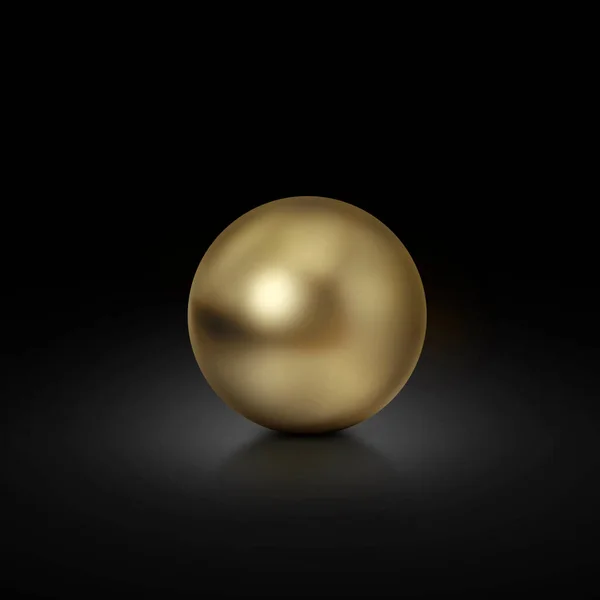 Золотой Реалистичный Хром Мяч Черном Фоне Рендеринг — стоковое фото