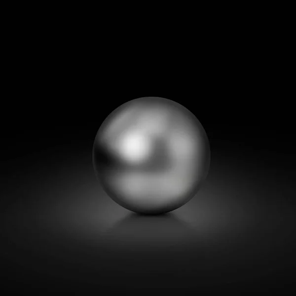 Realistische Chromkugel Silberner Farbe Auf Schwarzem Hintergrund Darstellung — Stockfoto