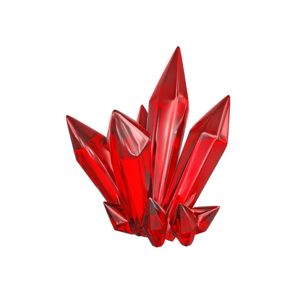Vykreslování Smaragdově Červený Krystal Izolovaný Bílém Pozadí Drahokamy Přírodní Nugety — Stock fotografie