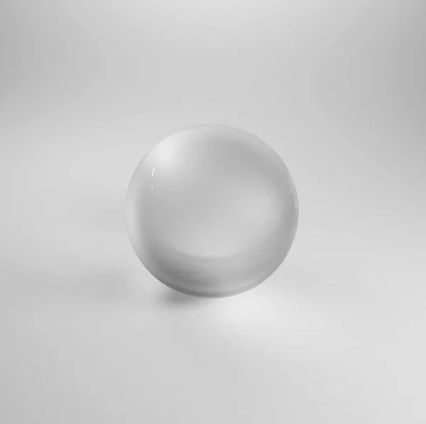 Crystal Transparent Ball Sphere White Background Render — Stock Photo, Image