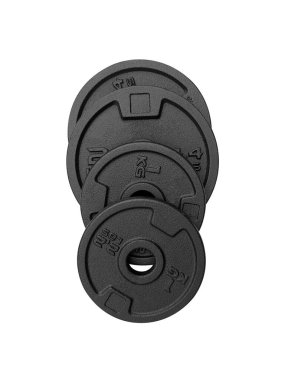 Beyaz arkaplanda izole edilmiş halter diskleri yığını