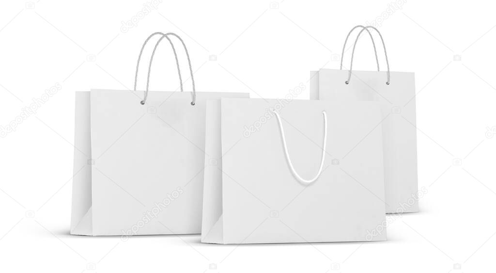 White paper bag isolated on a white background