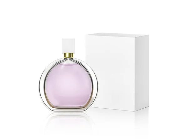 Butelka Perfum Białe Opakowanie — Zdjęcie stockowe