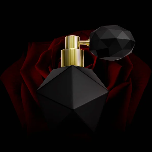 Perfume Bottle Background Rose Dark Red Tone — стоковое фото