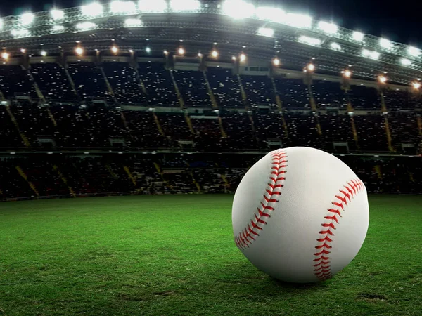 Sport Stadium Baseball Ball Night Backdrop Background Advertisement — Zdjęcie stockowe