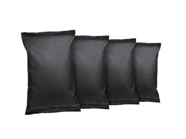 Siyah folyo yiyecek paketi modeli, tasarım kullanımı şablonu